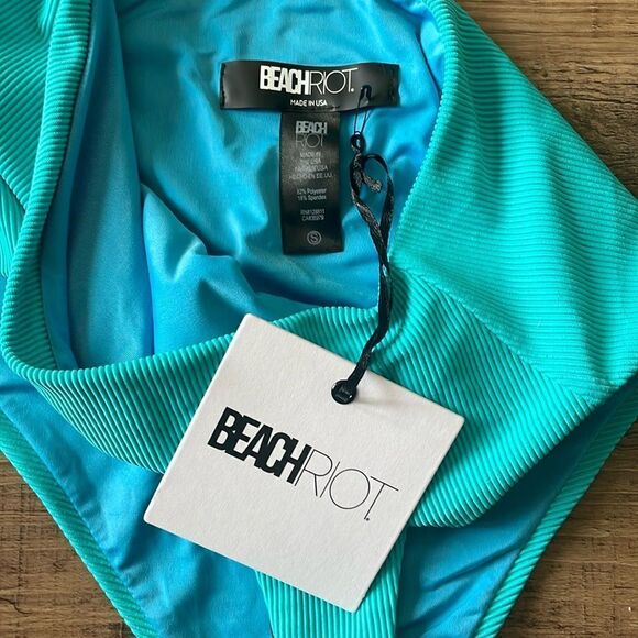 NWT Beach Riot Celine Ribbed Cut Out Swimsuit in Malibu Blue S - Picture 5 of 8